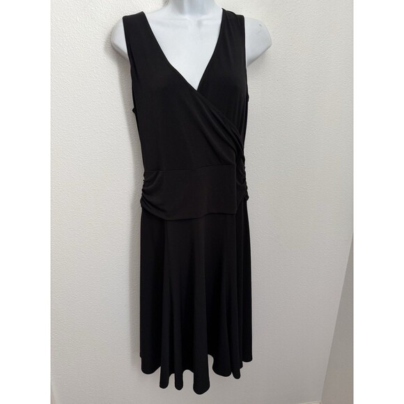 The Limited Dresses & Skirts - The Limited Dress Faux Wrap Sleeveless Black Fit Flare Size M Knit Stretch New